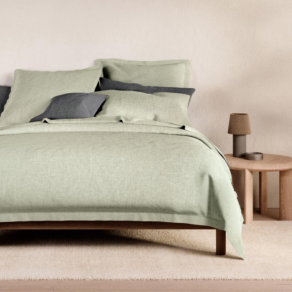 Abbotson Linen Quilt Cover in Moss Marle