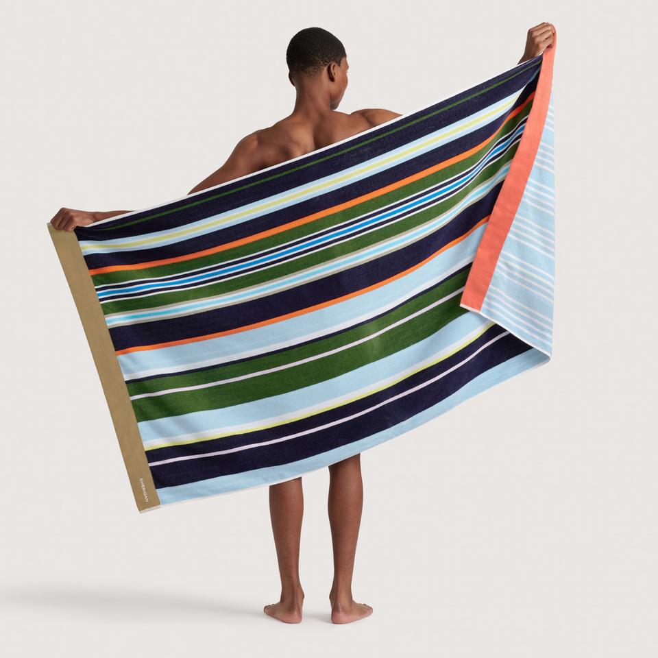 Seeker Stripe Beach Towel in Riviera