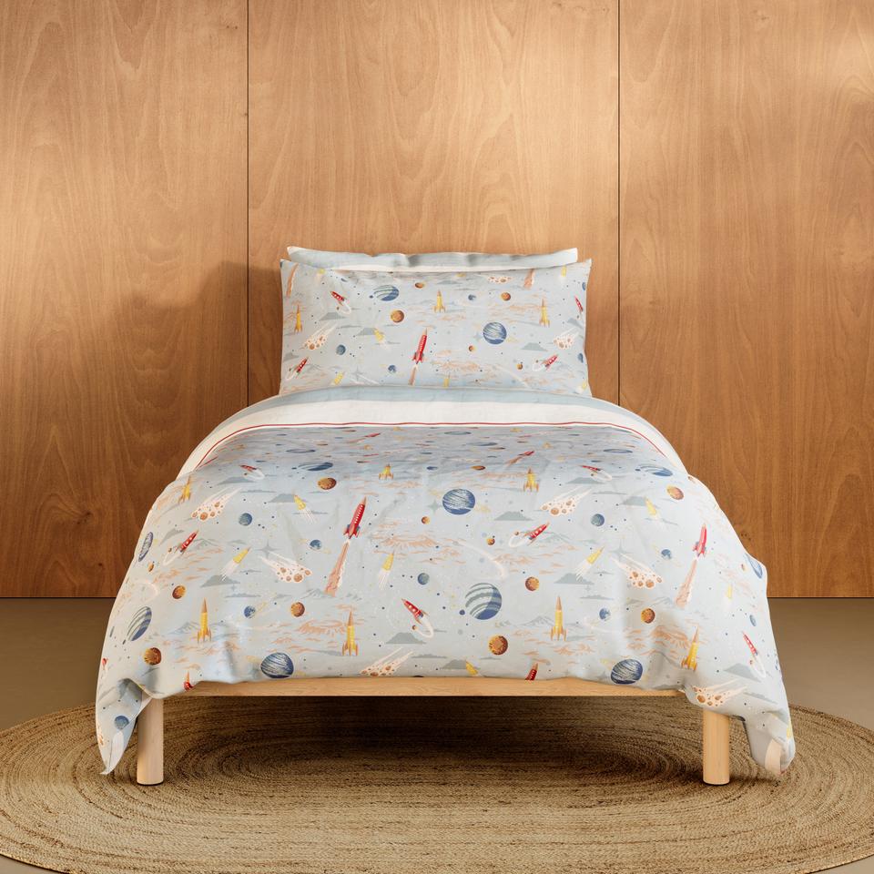Comet Kids Quilt Cover Set in Ice