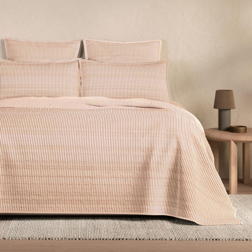 Reilly Stripe Duo Bed Cover in Spice