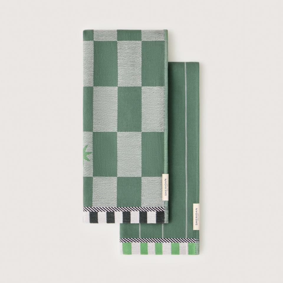 Starlit Tea Towel Set - Two Pack in Sea Green