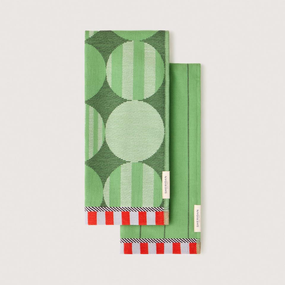 Bauble Tea Towel Set - Two Pack in Ivy