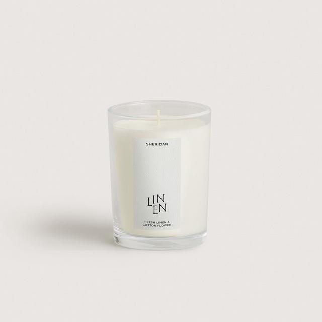 Sheridan Linen Candle - Fresh Linen & Cotton Flower