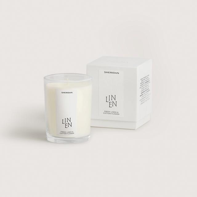 Sheridan Linen Candle - Fresh Linen & Cotton Flower