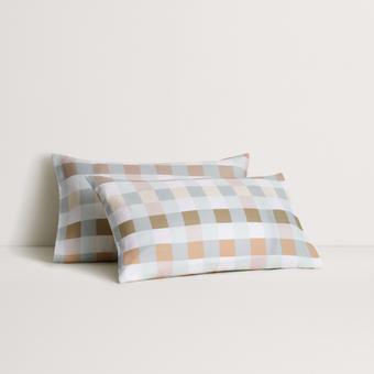 Sheridan Abbotson European Flax Linen Check Pillowcase Pair (ice)