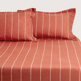 Sheridan Abbotson Linen Stripe Fitted Sheet (relish)