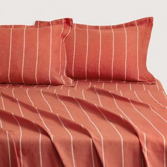 Sheridan Abbotson Linen Stripe Flat Sheet (relish)