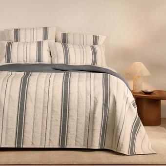 Sheridan Abbotson Linen Wide Ticking Stripe Bed Cover