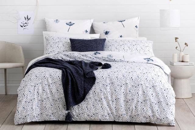 Sheridan Ellina Quilt Cover Set Washed Indigo