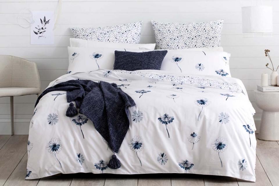 Sheridan Ellina Quilt Cover Set Washed Indigo