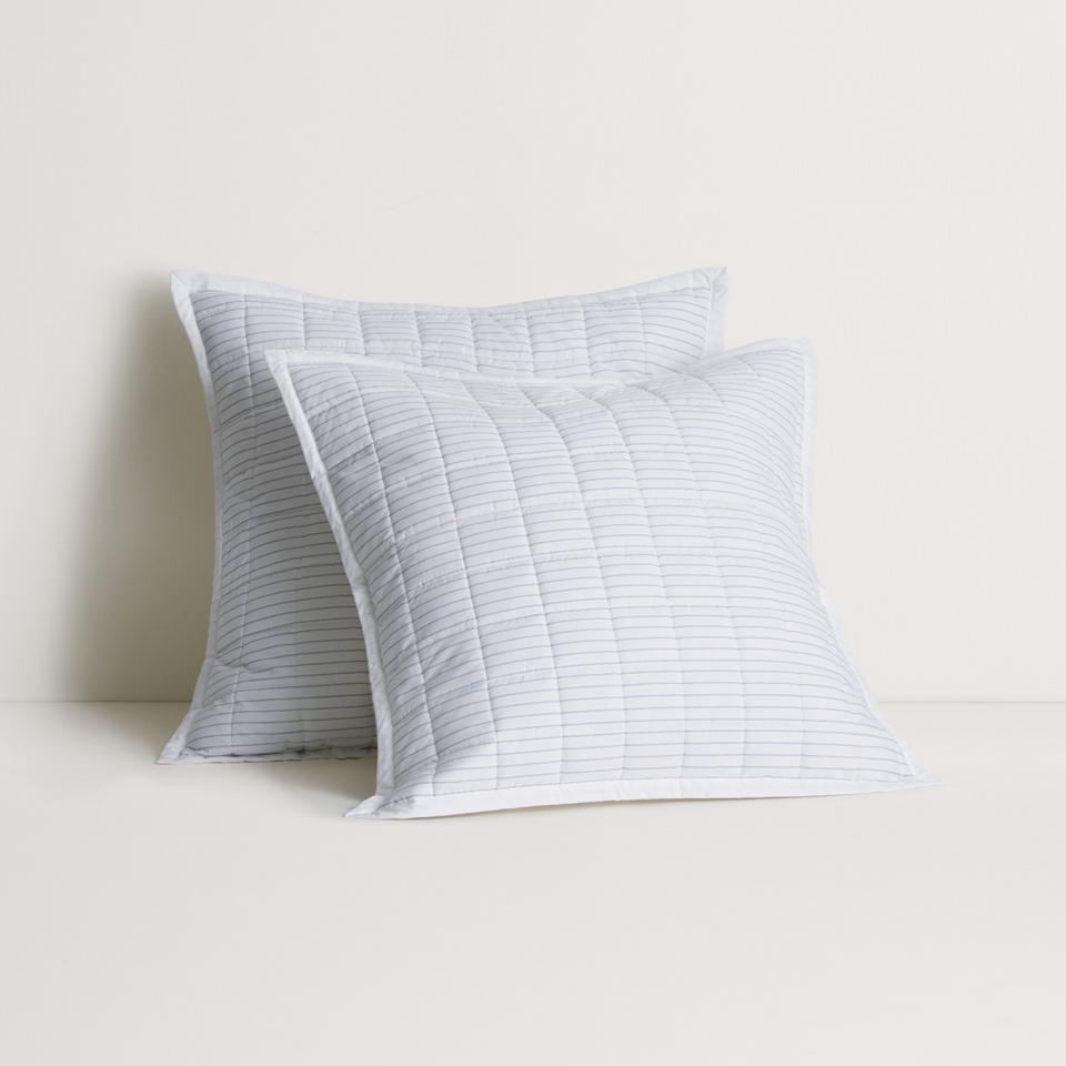 Everyday Cotton Stripe European Sham in Light Blue