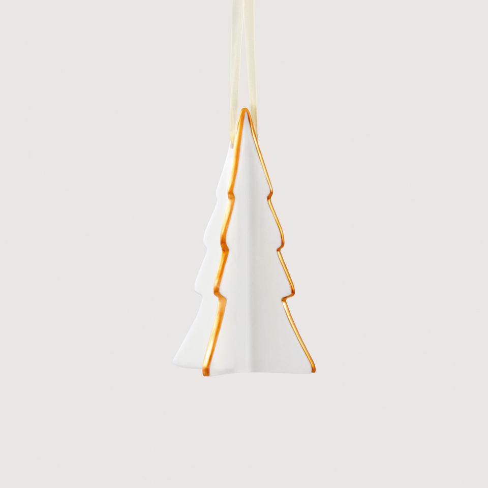 Gold Tip Christmas Tree in White