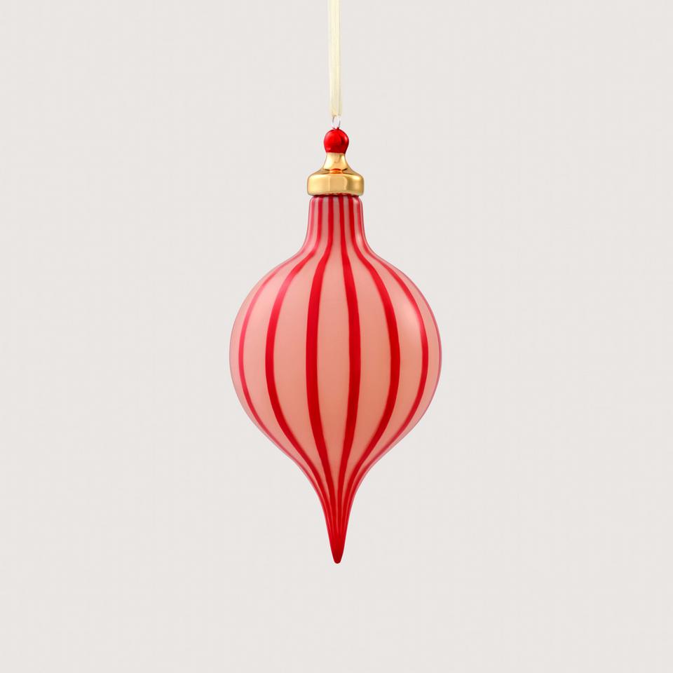 Opaque Vertical Stripe Finial in Poppy