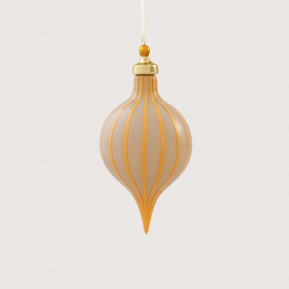 Opaque Vertical Stripe Finial in Marigold
