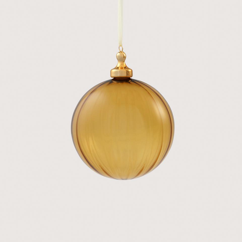 Ribbed Glass Ball in Marigold