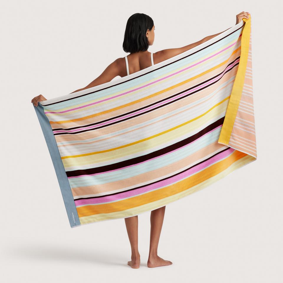 Seeker Stripe Beach Towel in Lemoncello