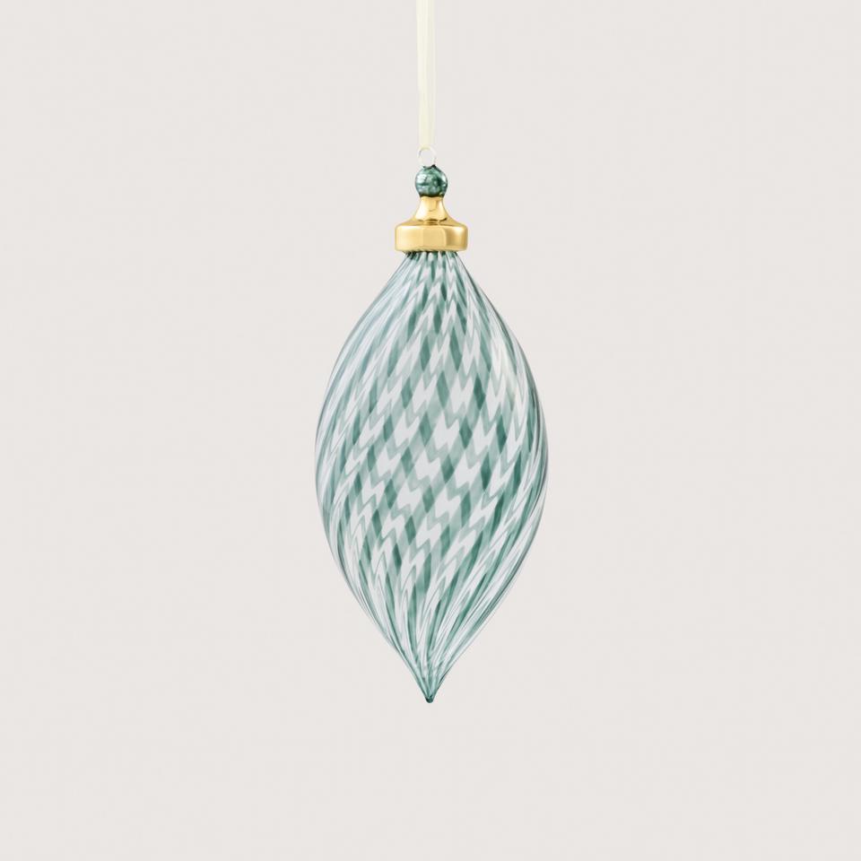 Vertical Stripe Clear Finial in Sea Green