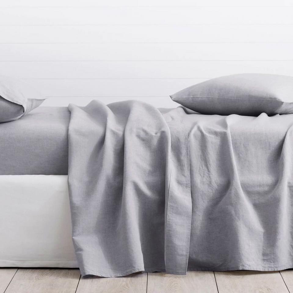 Sheridan Washed Linen Cotton Fitted Sheet Grey