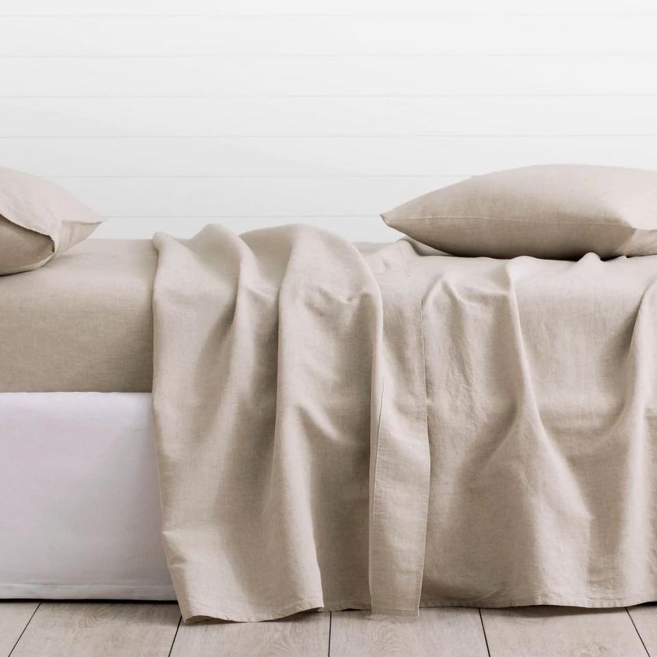Sheridan Washed Linen Cotton Flat Sheet Natural