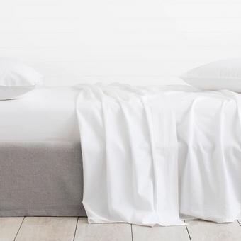 Sheridan Washed Linen Cotton Flat Sheet (White)