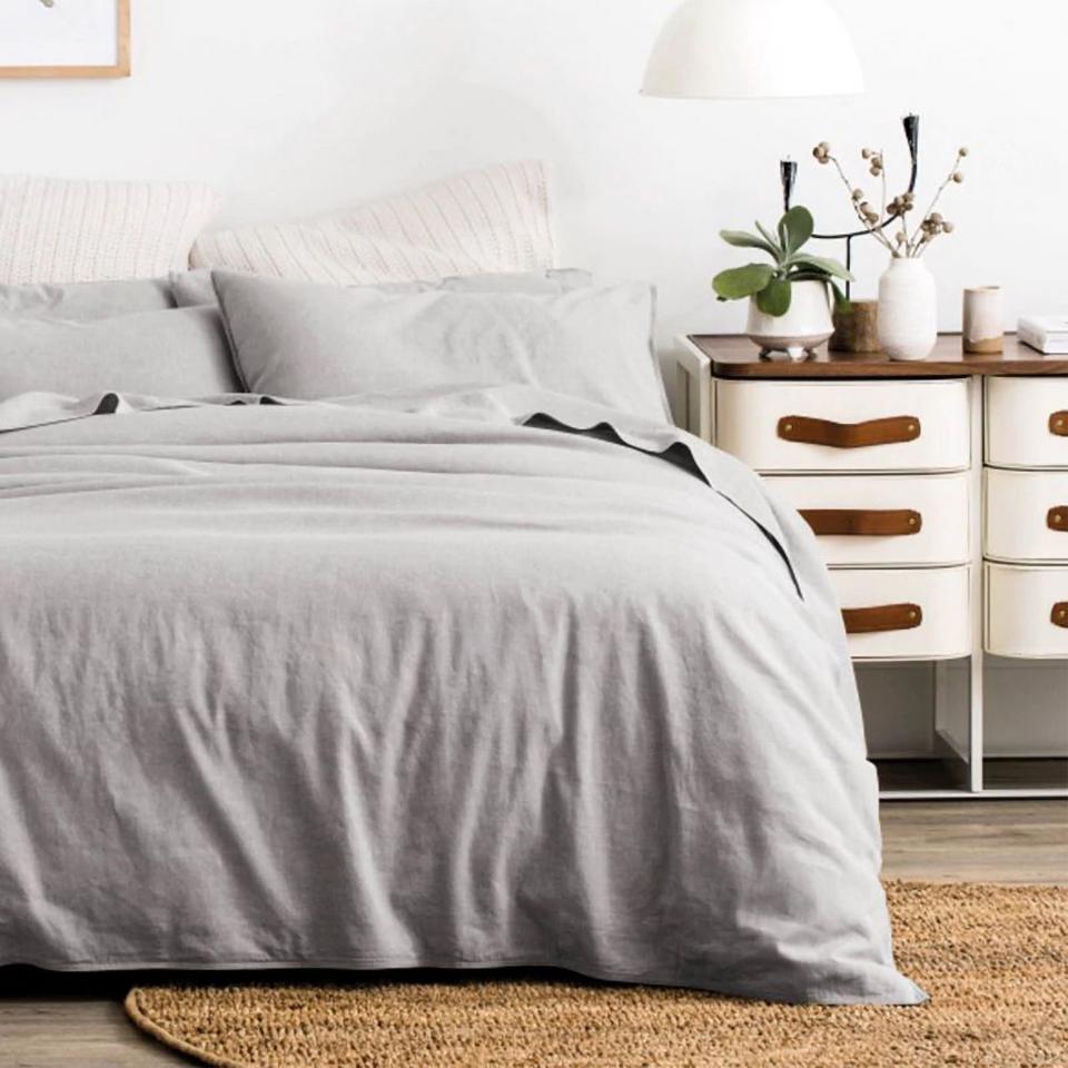 Sheridan Washed Linen Cotton Quilt Cover Set Grey