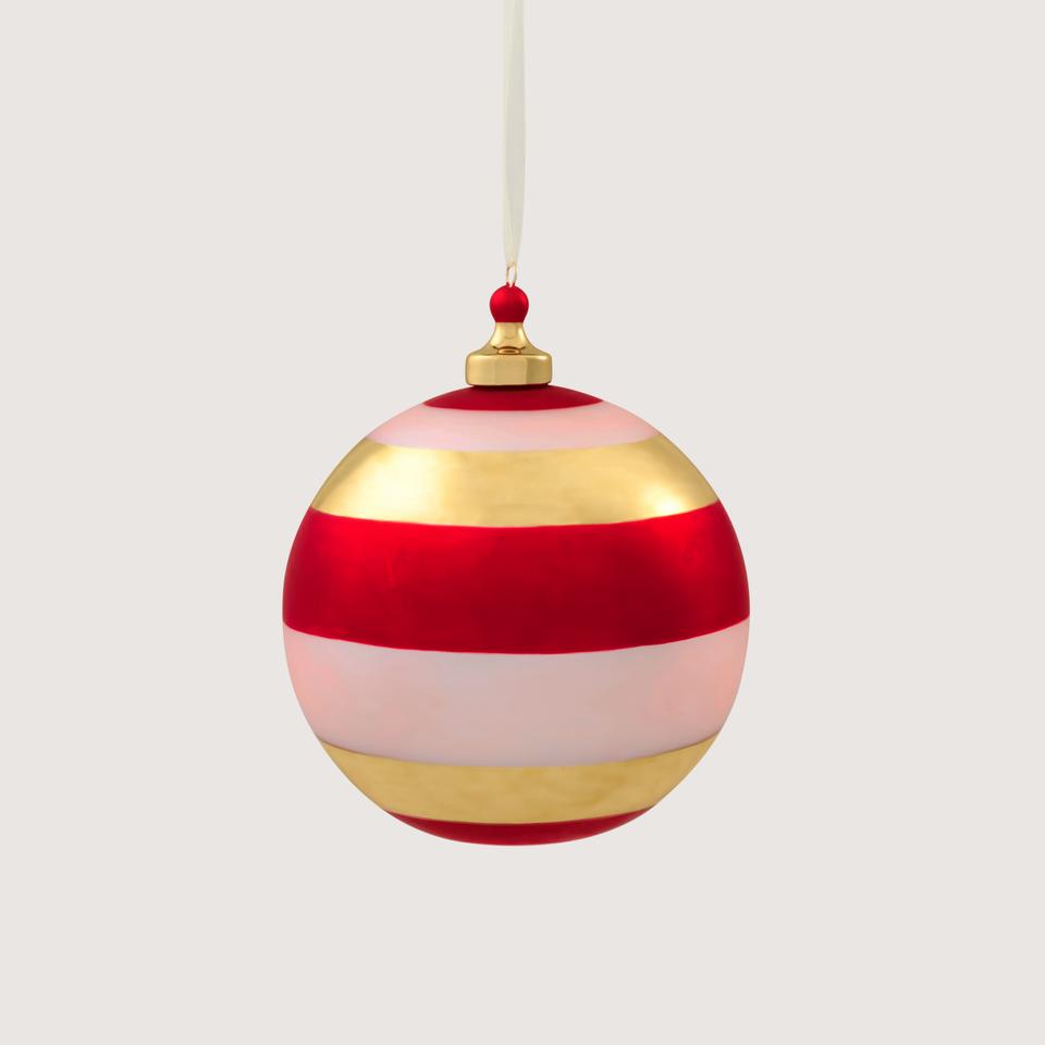 Sheridan Wide Stripe Metallic 12cm Glass Ball